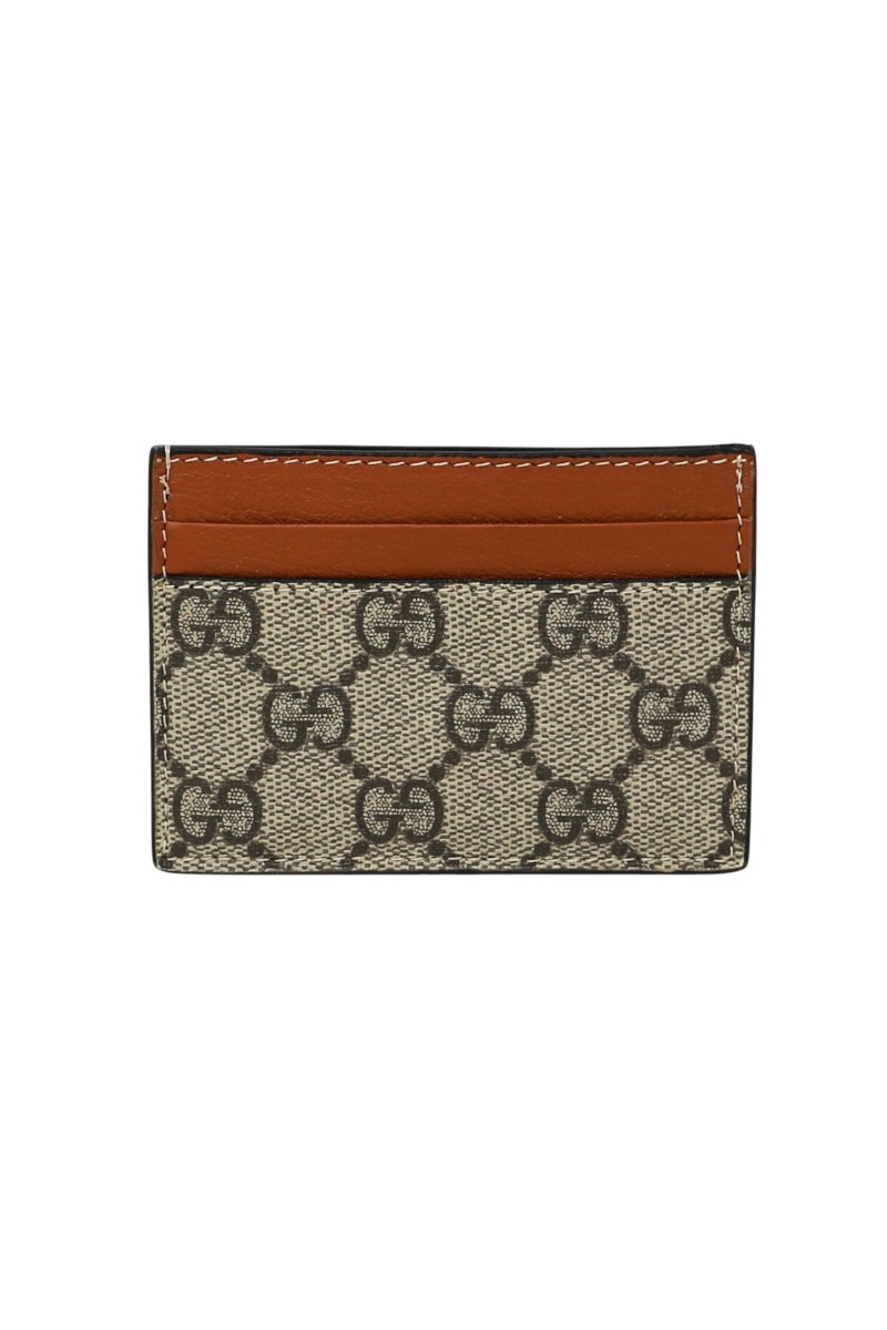 GUCCI PORTACARTE IN PVC BEIGE DETTAGLI CARAMELLO