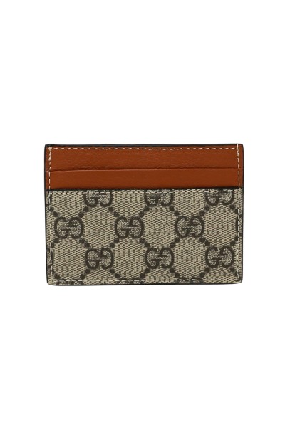 GUCCI PORTACARTE IN PVC BEIGE DETTAGLI CARAMELLO