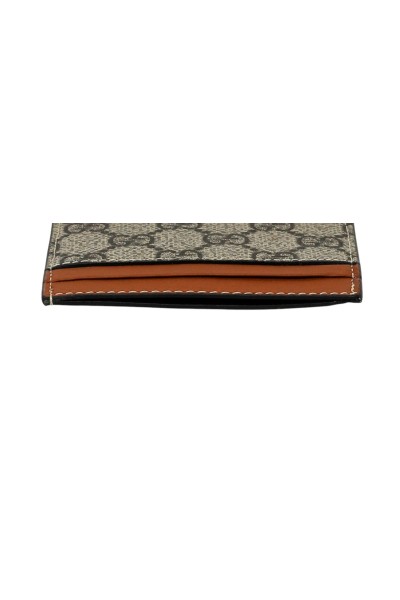 GUCCI PORTACARTE IN PVC BEIGE DETTAGLI CARAMELLO