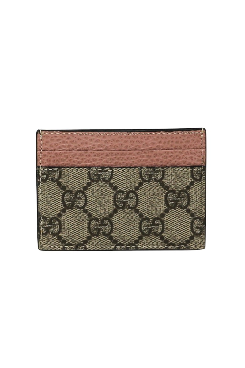 GUCCI PORTACARTE PVC BEIGE E ROSA CHIARO