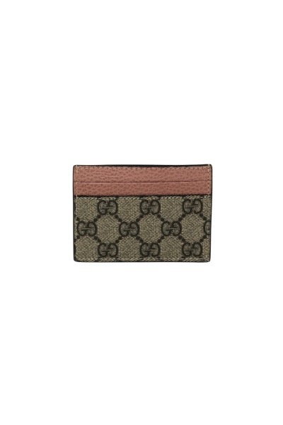 GUCCI PORTACARTE PVC BEIGE E ROSA CHIARO